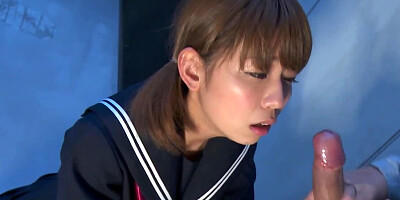 Asian schoolgirl goes down on naughty professor to blow him