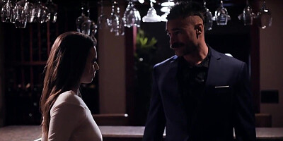 Waitress gets banged by her mustachioed boss