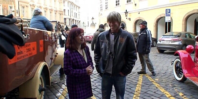 Nasty older woman in stockings rides a thick stiff dong