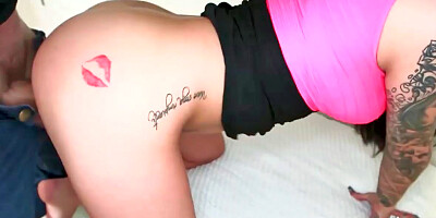 Tattooed babe with pierced nipples enjoyed sucking her partner's dick