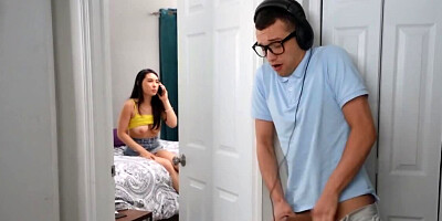 Asian girl puts perverted stepbrother's young cock to work