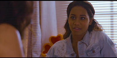 Two girls rub their bodies together on the bed and they scream like crazy