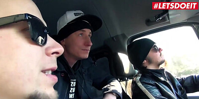 German pornstar shows off her fucking skills in the bus