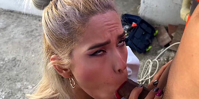 Builder fucks boss's blonde wife on outdoor deck - Ann Rides & Angel Cruz