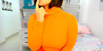 Sexy Latina Velma cosplay dirty talk OIL ON BIG TITS AND BIG ASS TEASING