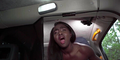 Fake taxi passenger getting her black pussy banged