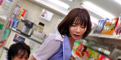 Shameless teasing and fucking in the middle of a store