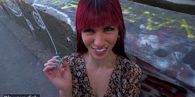 Thick redhead Yenifer Chacon is having sex in public