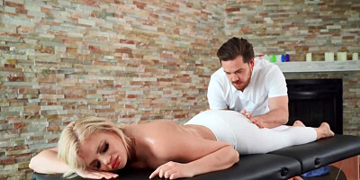Guy pretends to be a masseur and assfucks MILF with natural tits