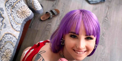 Cameraguy fucks the small-tittied emo with tattoos in the bedroom