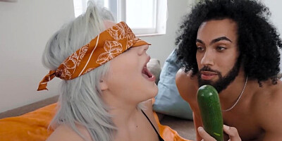 Boyfriend's dick tastes better than veggies for lustful blonde