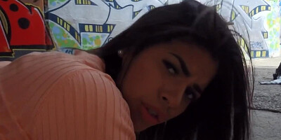 Bootulicious girl Sheila Ortega is riding a hard cock outside