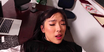 Aspiring writer Elle Lee wants to experience white cock inside