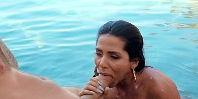 Hot voluptuous Latina gets fucked hard by the poolside