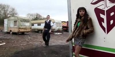 Muddy street prostitute Alyssa Divine pounded by the fuzz