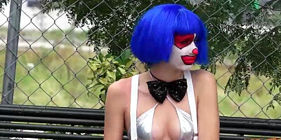 Super sexy clown gets picked up and fucked along the way