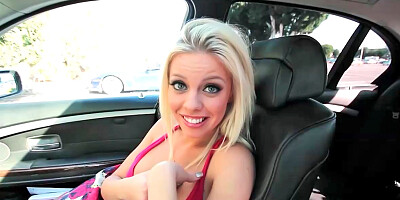 Britney Amber getting down on her boyfriend inside their car