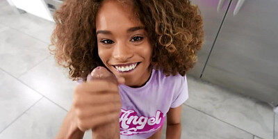 Ebony love gives a blowjob to guy and then cunnilingus to MILF