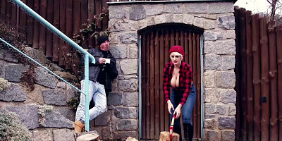 Blonde babe Angel Wicky spends the winter nights fucking