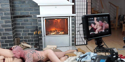Blonde babe Angel Wicky spends the winter nights fucking