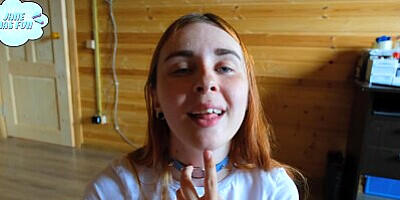 Blue-eyed beauty gives a passionate slobbering blowjob. Cum on tits