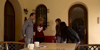 Mature guy cheats on GF with her sexy stepdaughters