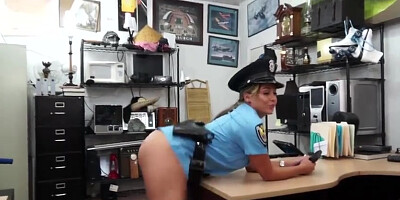 Busty Police woman willing to gets her tight pussy banged in the shop