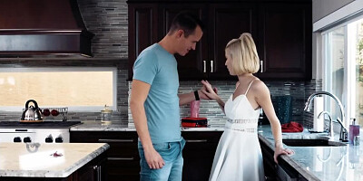 Blonde hottie goes down on her man and then he fucks her