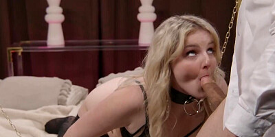 Bondage foreplay for a blonde before the pounding