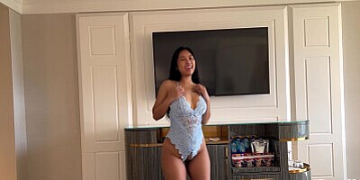 Thick Asian Fucked POV in Crotchless Lingerie
