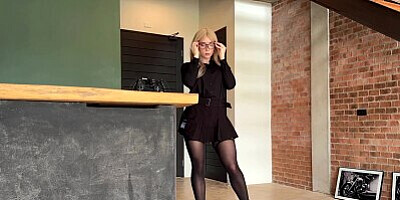 Hot Blonde Facesitting and Rough Fucking till Cum on Glasses After Work POV