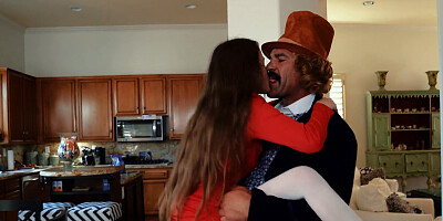 Very hairy babe gets fucked by a creepy Wonka wannabe