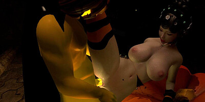 3D super hot Asian milf cheating with big white cock