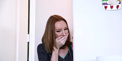Hot guy fucks his blindfolded ginger GF and her sister