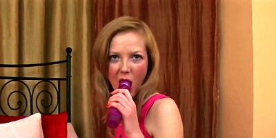 Naughty blonde girl Sasha plays with her big sex toy