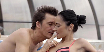 Swimming in the pool before getting nailed by a man