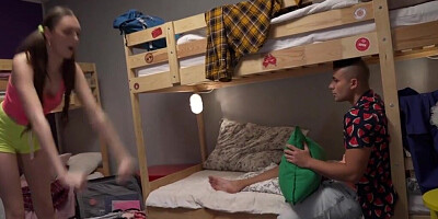 Isabella De Laa gets fucked in the hostel in cowgirl pose