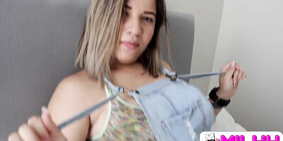 Smiling women at big tits sex