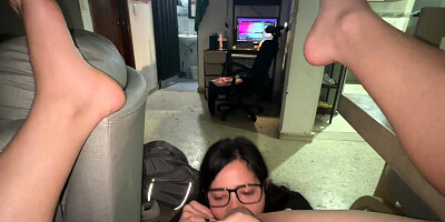 My step-cousin comes from Paris to watch the Olympics I hope I don't get her pregnant, I came inside her