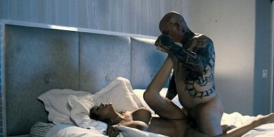 Inked man fucks a gorgeous babe Lexi Stone in the bedroom