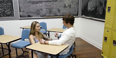 Cute professor rewards the student with a blowjob