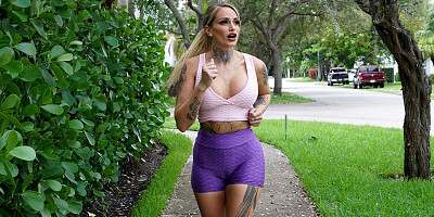 Tattooed babe is fucked by two big-dicked black stallions