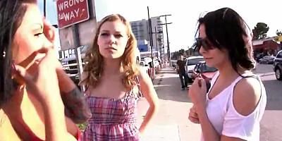 Three horny ladies called over their young male friend