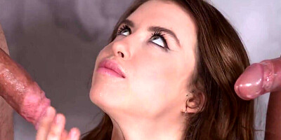 Two older dudes fucking a tight bodied younger gal