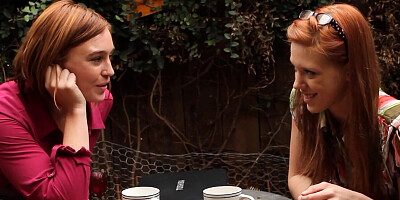 Skinny redhead girl invites her lesbian girlfriend over so she can get three fingers up in her honey