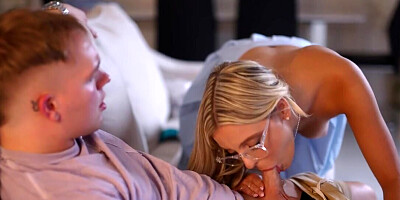 Bossy blondie is going to savor his hard dick in a hot vid