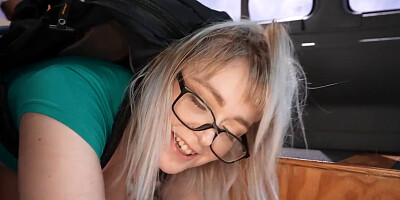 Geeky babe discovers her dark pleasures through doggystyle