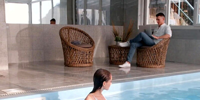 Whore satisfies the guy with her small ass