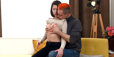 Petite girl is manhandled and fucked by a stepbrother