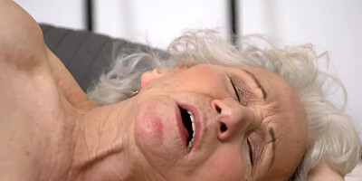 Young male helped granny and fucked her hairy cunt